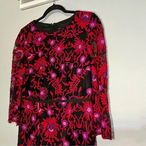 Adrianna Papell Etuikleid Gr. 6 bestickt Netz Blumen knielang schwarz - Bild 1 von 10