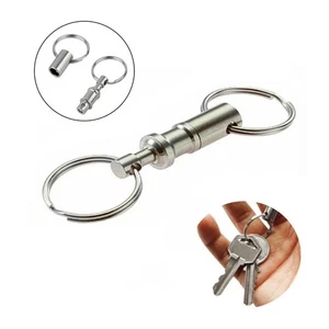Quick Release Keychain Dual Detachable Pull Apart Key Ring , Silver , Length 4Cm - Picture 1 of 10