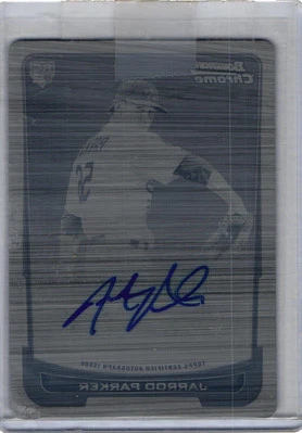 2012 Bowman Chrome: #213 Jarrod Parker RC Black Printing Plate Auto 1/1 Foto 1 de 2