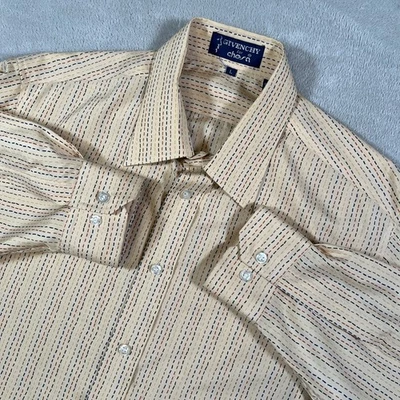 Vintage Givenchy For Chesa Button Up Shirt Beige Striped Long Sleeve Men’s Large - Image 1 of 4