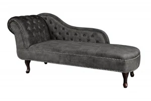 Chaise longue Chesterfield grigio scuro/marrone di casa Casa Padrino sdraio - Foto 1 di 3