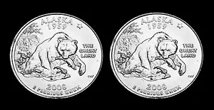 2008 P+D Alaska State BU Washington Statehood Quarter Set ~ From U.S. Mint Rolls - Picture 1 of 2