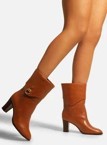 Arezzo Women's Marrom Vivian Mid Block Round Toe Booties Size 6B NIB - Picture 1 of 4