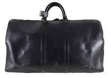 LOUIS VUITTON Black Epi Leather KEEPALL 55 Large Duffle Travel Bag