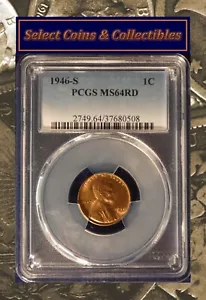 1946-S PCGS MS64RD RPM S/S Lincoln Wheat Cent Lamination Error No-485 - Picture 1 of 12