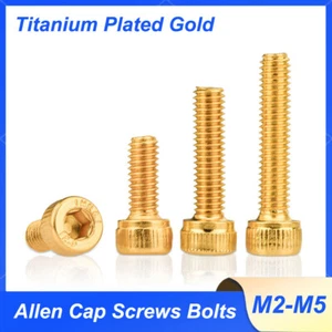 Allen Cap Screws Bolts Titanium Plated Gold Socket Screw M2 M2.5 M3 M4 M5 - Picture 1 of 7