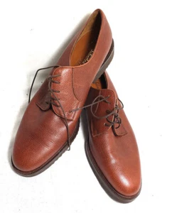 Salvatore Ferragamo mens Shoes 11B Brown Leather Lace Up Oxfords solid NWOB - Picture 1 of 12