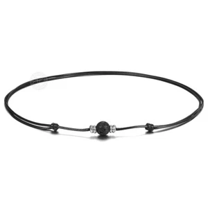 Gargantilla Larga de Roca de Lava Collar Cadena de Cuerda de Cuero PARA Unisex Ajustable 40-90CM - Imagen 1 de 6