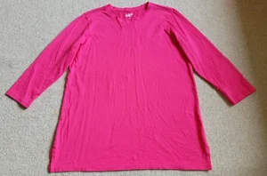 Womens Top-LANDS' END-rose pink 100% cotton knit ltunic 3/4 sleeves-S (6-8) - Picture 1 of 4