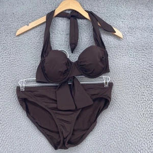 Tommy Bahama Swimsuit Womens 32C Extra Small Brown Tied Halter Bikini Underwire - Picture 1 of 21