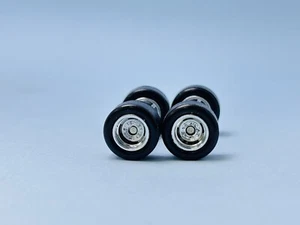 FR01 Hotwheels 1:64 Real Riders # CHROME RR 10mm Short Rubber Wheels - Picture 1 of 5