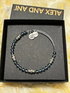 Alex And Ani Silver Bracelet Light Blue Swarovski Crystal Beads - Picture 1 of 2