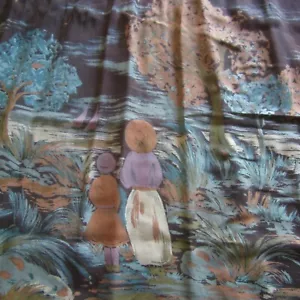 120cm x 64cm Brown Border Print Vintage Cotton Blend Sewing Fabric 1980s Retro - Picture 1 of 6