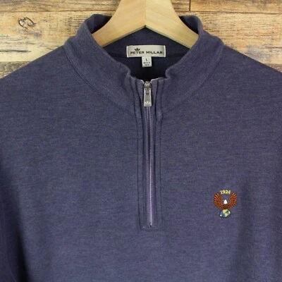 Pulôver de golfe Peter Millar masculino 1/4 zíper tamanho G manga longa logotipo taco de golfe - Imagem 1 de 4