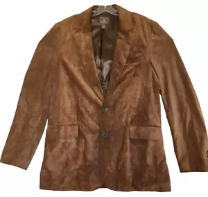 Lucky Brand Genuine Leather Suede Brown Suit Blazer Jacket Men's XL Aristocrat - Picture 1 of 14