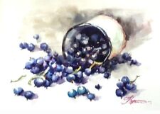 Black  Currant  watercolour  painting Fruit Artwork  Original Art