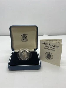 1988 Royal Mint Royal Shield £1 One Pound Silver Proof Coin Box Coa - Picture 1 of 3