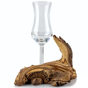 Schnapsglas / Grappaglas edel auf einer Wurzel aus echtem Holz. UNIKAT Rum Daily - Bild 1 von 9