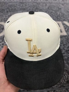 Size 7- LA Dodgers New Era world series hat- White- Blue Brim- Black Corduroy - Picture 1 of 9
