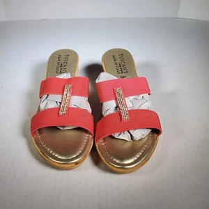 Tuscany by Easy Street Italien Kork Keilabsatz Sandalen Strass Gr. 9 W orange/rot neu - Bild 1 von 7