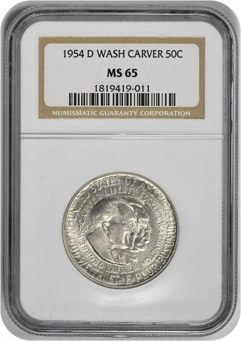 W. Carver Commemorative Silver Half Dollar 1954-D MS65 NGC Cover