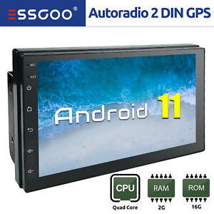 ESSGOO 7" Android 11 Autoradio Radio de Coche 2 DIN Bluetooth GPS Quad Core USB