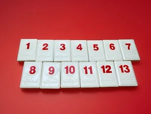 Rummikub Familienspielsteine Ersatz, ROTE Zahlen 1 - 13, Rommé Würfel - Bild 1 von 5