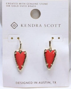 Kendra Scott Aria Magnesite 14K Gold Over Brass Drop Earrings in Red Magnesite - Picture 1 of 4