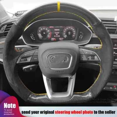 Cubierta de volante personalizada cosida a mano para Audi Q3 2018-2019 Q5 2017-19 Q7 A4 Foto 1 de 4