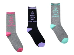 Paquete de 3 calcetines ricos en algodón para mantener la calma impreso divertido regalo - Imagen 1 de 1