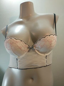 Victoria's Secret Demi Buste Push Up BH weiß rosa Blumenstickerei Gr. 36B - Bild 1 von 12