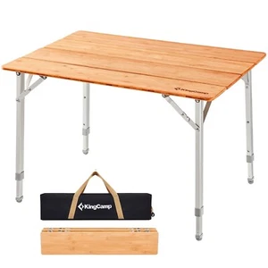 Bamboo Camping Table Clearance Adjustable Height Folding Table for 1-2 People - Picture 1 of 3