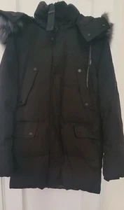 ANDREW MARC Mens Winter Down Jacket Detachable Fur Collar Hat Detachable SMALL - Picture 1 of 5