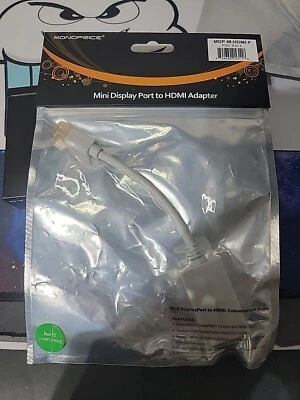 Monoprice Mini Display Port (Male) To HDMI Adapter (Female) w/Audio Suppor-White - Image 1 of 4