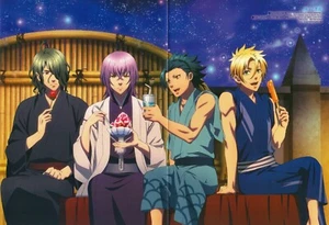poster promo Kamigami no Asobi Sengoku Basara anime Apollon Totsuka Takeru Hades - Picture 1 of 2