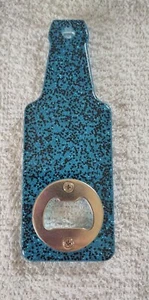 Glow in the Dark Bottle Opener Blue with black glitter handmade from resin - Picture 1 of 4