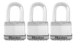 Master Lock Excell Padlocks 3 Pack M5 EURTRILF The Same Key Opens all 3 Freepost - Picture 1 of 3