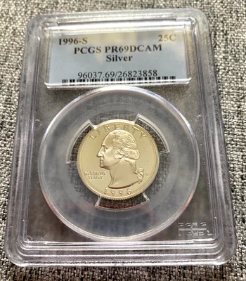1996-S Washington Quarter PCGS PR69DCAM 90% Silver - Image 1 of 2
