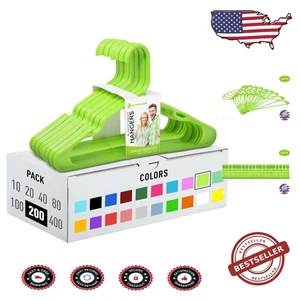 Lime Plastic Hangers for Adult Clothing - 200 PCS, Space-Saving & Durable - Picture 1 of 8