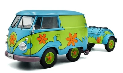 SOLIDO, VOLKSWAGEN Combi con rimorchio - Flower Power 2024 blu e verde, 1/18,... - Immagine 1 di 4