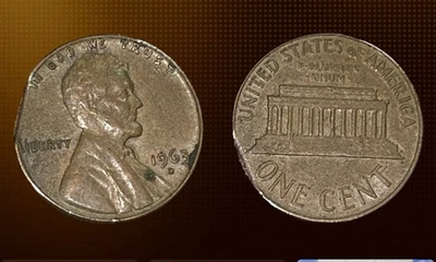 😱 ERROR! Clipped Planchet 1963-D Lincoln Wheat Cent Penny-Combined Shipping! - Image 1 of 4