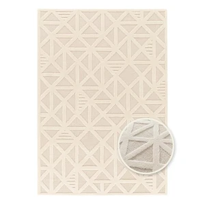 Kurzflor Teppich COSMO Geo Creme 3D Effekt Wohnteppich für Wohn- & Schlafzimmer  - Bild 1 von 15