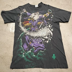 👾Vintage 1994 90s Liquid Blue Wizard T-Shirt Mens Size Large 20x31 - Foto 1 di 11