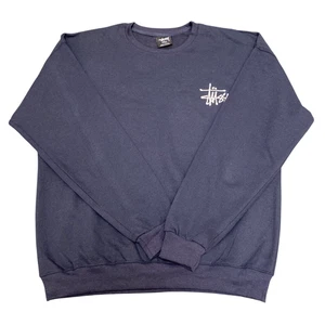 Sudadera Stussy Reelaborada Para Hombre Grande Azul Bordada Firma Logo De Colección Y2K - Imagen 1 de 4