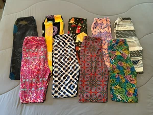LuLaRoe Kid Leggings LOT of 9 Girls L/XL Gently Used Multicolor Multipattern - Picture 1 of 10