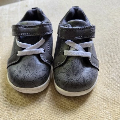 Carters Toddler Boy Dinosaur Grey Sneakers Walking Shoes Size 4M - Image 1 of 4