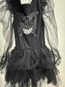 Tutu du MONDE BLACK skull buttwefly tulle dress,long sleeve,6-7,Halloween,party - Picture 1 of 5