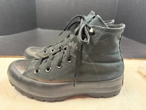 Converse Chuck Taylor Sneaker Damen Gr. 7 schwarz Hi Top Plateau mit Stollen *LESEN - Bild 1 von 11