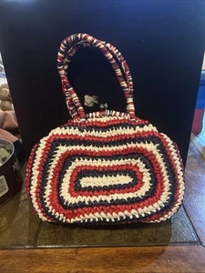Vintage 1960’s Simon Woven Straw Bag Purse Made in Japan Red White And Blue - Picture 1 of 7