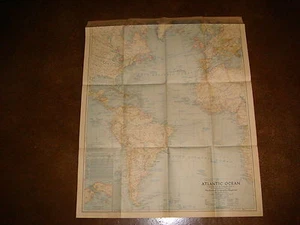 Mapa National Geographic 1941, Océano Atlántico, Segunda Guerra Mundial, original, 25” x 31”, en muy buen estado, S1849 - Imagen 1 de 1